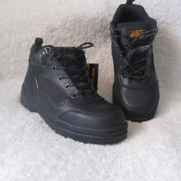 SFC Pro Professional Grade Black Steel Toe Workboots - Picture 1 of 12